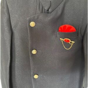 Black and Red Blazer with Gold Accents